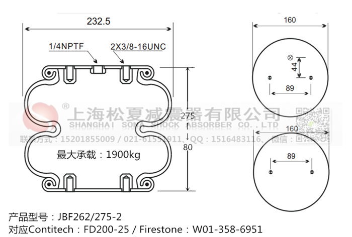 JBF262/275-2橡膠<a href='http://www.skydivekawai.com/' target='_blank'><u>空氣彈簧</u></a>
